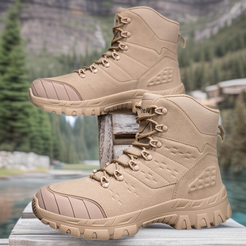 跨境透气大码登山鞋男徒步户外休闲高帮野练战地训练鞋军靴男靴