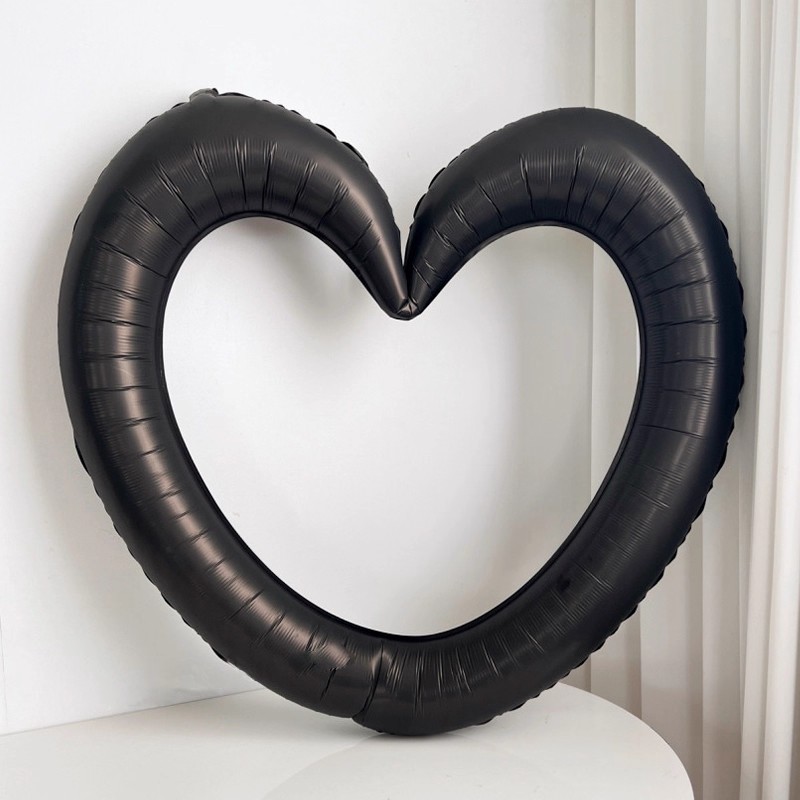 Decorazioni per la festa di Capodanno, compleanno annuale, cornice portafoto a forma di cuore intagliato, palloncini in lamina di alluminio, accessori per foto._voghion.com