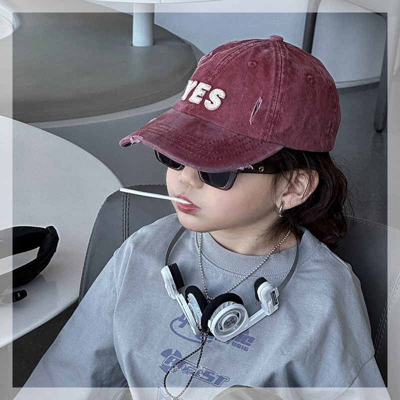 Primavera y otoño retro vaquero lavado sombrero para niños sombreros de letras viejas para niños y niñas sombreros de béisbol suaves