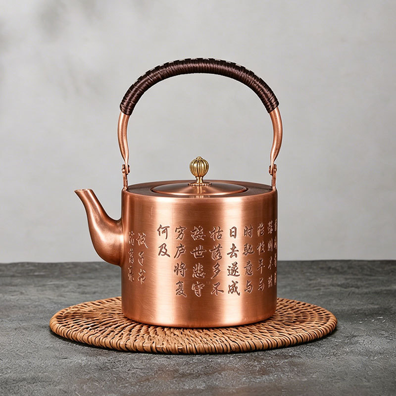 Tetera de Cobre Puro Hecha a Mano Cobre Rojo Estilo Retro para Hogar image 18