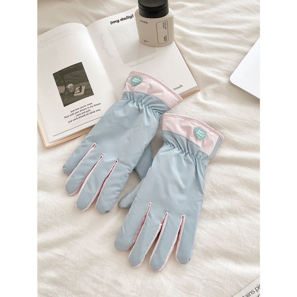 Guanti invernali per studentesse, carini, antifreddo, caldi, da ciclismo, foderati in pile, in cotone spesso, per lo sci all'aperto,_voghion.com