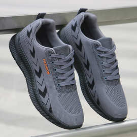 男鞋春秋季透气网面鞋潮流男士运动鞋软底飞织休闲跑一件代发