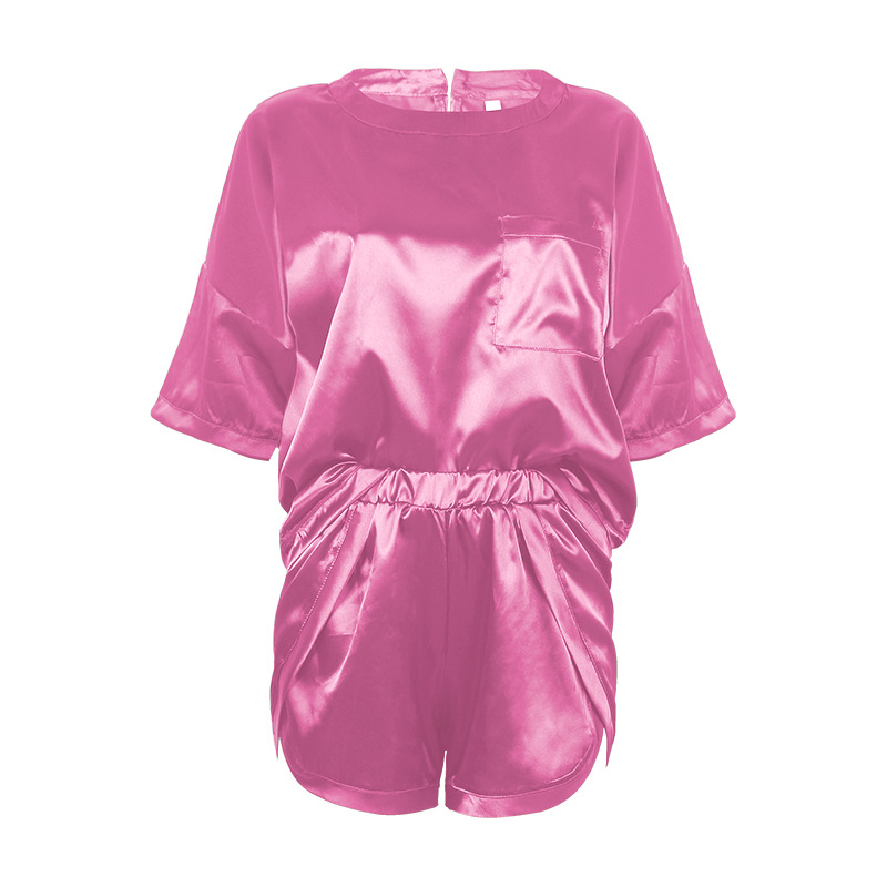 spring new solid color silk pajamas NSZH23024
