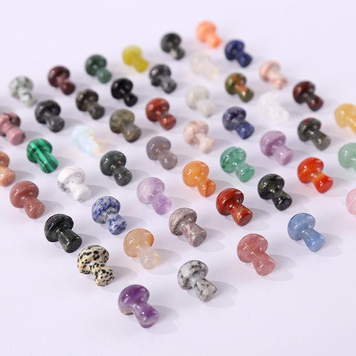 Natural stone crystal mushroom gemstone handicrafts ornaments diy jewelry accessories jade agate pendant pendant cross-border