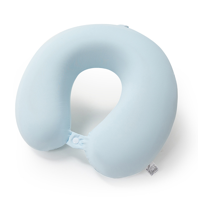 Almohada de viaje en forma de U, almohada cervical de espuma viscoelástica para avión, coche, masaje, portátil, almohada de cuello tipo muñeco