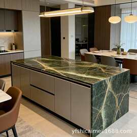 Open-style island customization大理石餐桌一体开放式岛台