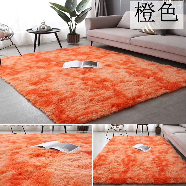 Alfombra teñida de seda de felpa de pelo largo transfronterizo, alfombra de piso, sala de estar, dormitorio, manta de cama resistente a la suciedad y fácil de cuidar