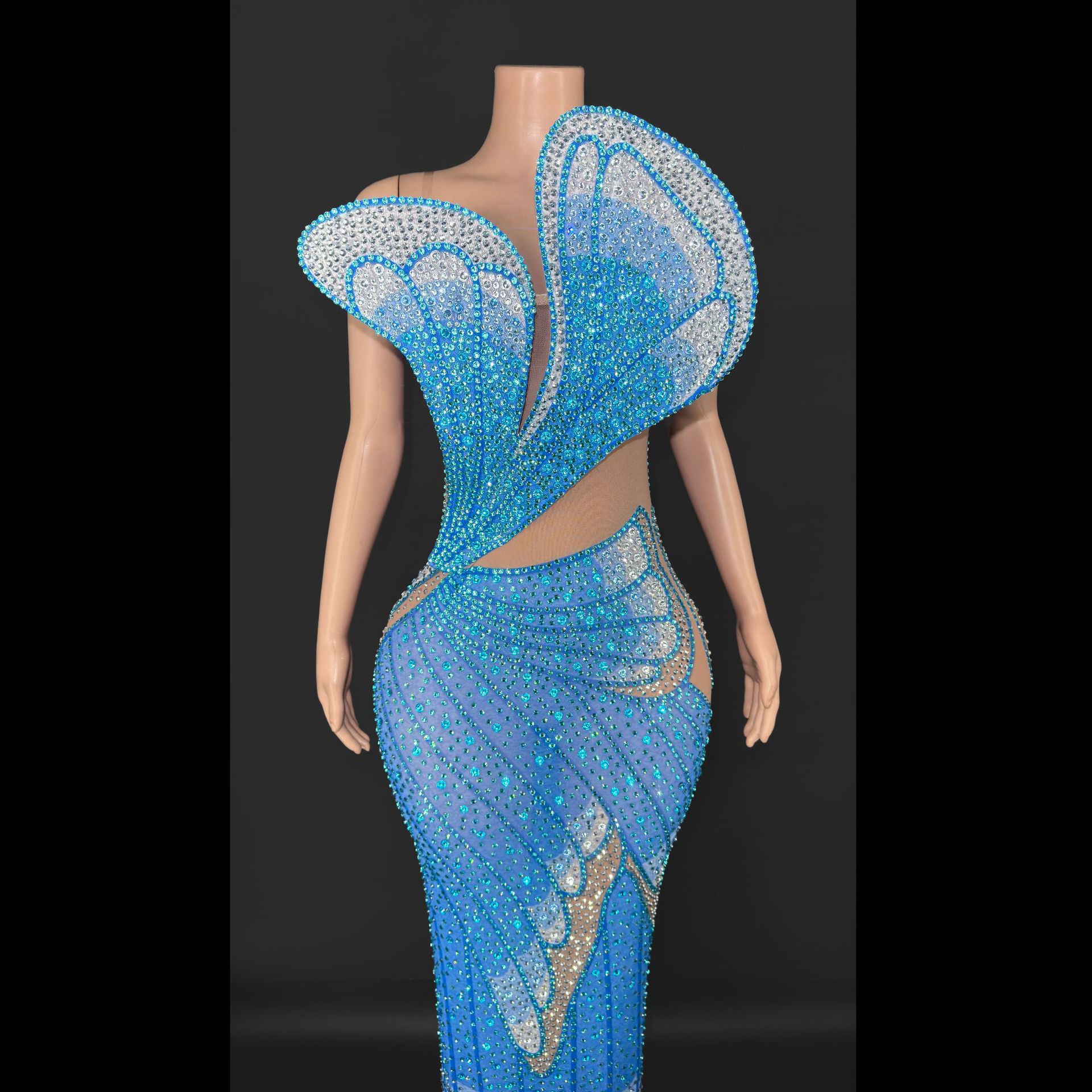 New European and American style summer high-end cross-border hot-selling dress with rhinestones and sequins, sleeveless performance dress, shiny gown