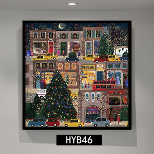 GE lvmei Nordic style Christmas Street View decorative painting California landscape hanging painting bedroom atmosphere decoration painting loft male
