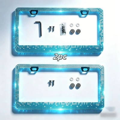 with Rhinestones, Acrylic Rhinestone Frame for – License plate holder/license plate holder - lake-blue-gradient