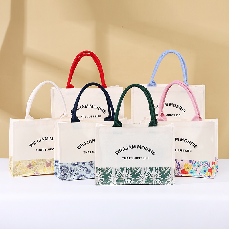 William Morris Floral Canvas Bag Custom-Made Artistic Patchwork Tote Bag Commuter Canvas Bag with Logo Printed