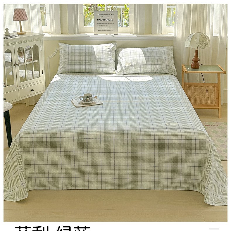 Verano 100 sábanas de tela gruesa vieja de algodón de una sola pieza de algodón algodón lino dormitorio estera edredón funda de almohada simple juego de tres piezas