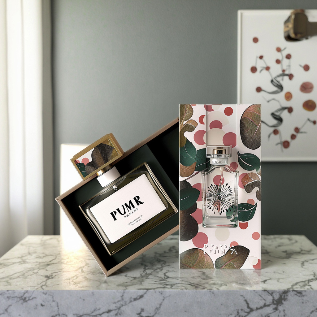 紫外线涂层和光泽层压再生材料纸盒，带丝带香水纪念品滑动盒