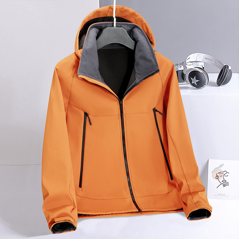 2023 Autumn and Winter Cross-Border Men's Solid Color Fleece-Lined Jacket Casual Simple Outdoor Warm Windproof Breathable 2023 Autumn and Winter Cross-Border Men's Solid Color Fleece-Lined Jacket Casual Simple Outdoor Warm Windproof Breathable