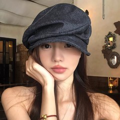 日本のレトロなプリーツコットンとリネンのベレー帽女性のための夏 2025 新しい顔見せ小さな八角形の帽子芸術家画家の帽子