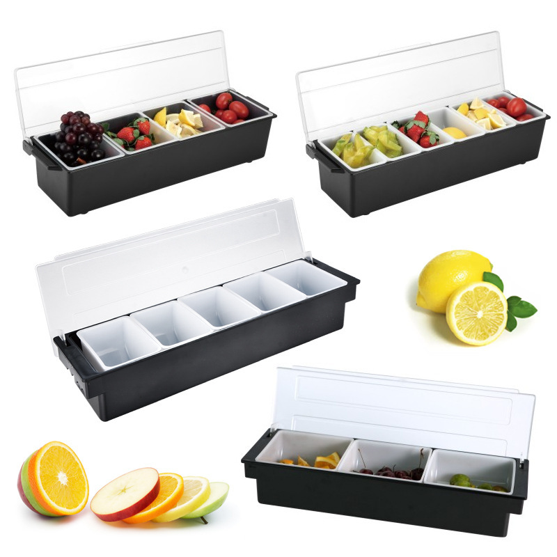 Caja de fruta de múltiples rejillas de plástico caja de condimento de mantenimiento fresco Bar compartimento especial caja de fruta