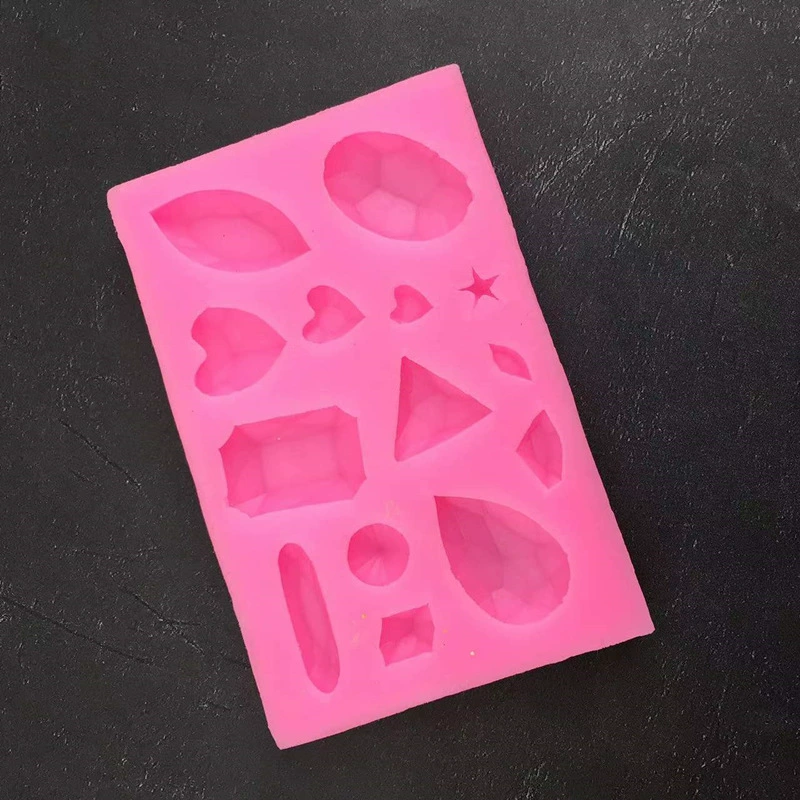 Mold, silicone fondant, with gem, handmade