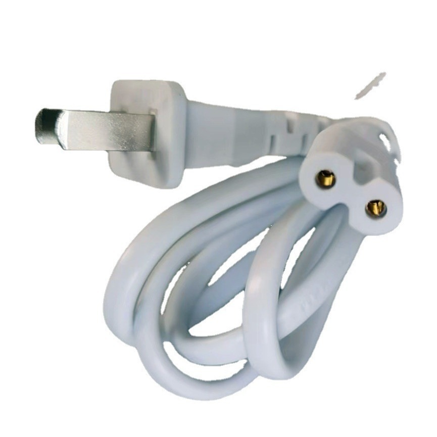 供应中规二插八字尾1.2米0.3平 白色扁插电源线 补光灯备用充电线