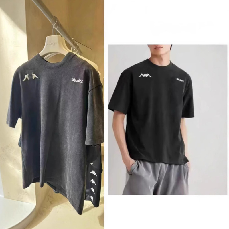 High-End Version Style 25 Summer New Sports T-Shirt with Woven Tape Logo Letter Embroidery and Washed Vintage Short Sleeves
