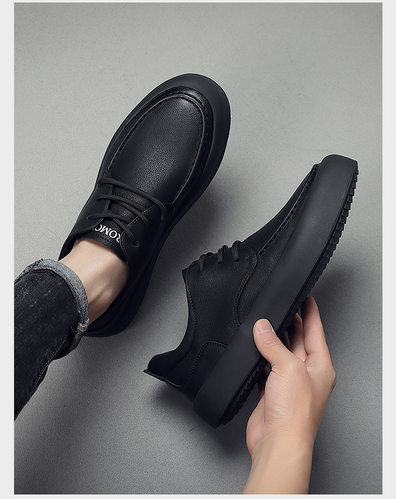 Herren Business Sneaker Aus Leder Mit Dicker Sohle Für Freizeit_voghion.com