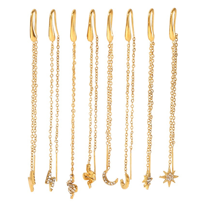 Francés retro estilo Palacio personalizado moda luz lujo diseño pendientes 18K oro de acero inoxidable con incrustaciones de circón pendientes de la borla