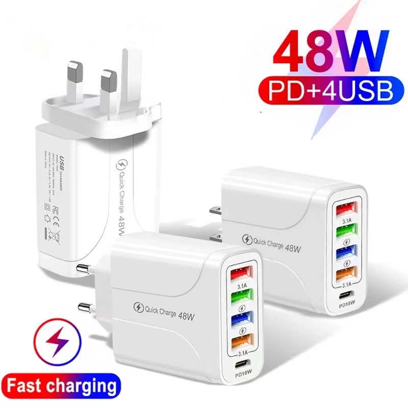 4USB charger five-in-one charger 48W multi-interface charger PD fast charge charger 4U + PD wholesale