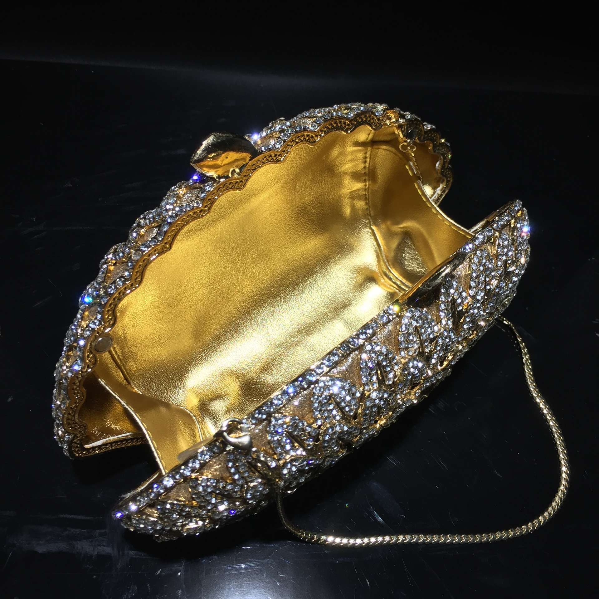 BL089 AliExpress bolso de diamante de cristal de metal de aire bolso de cena bolso de diamante de damas bolso de mano oro plata