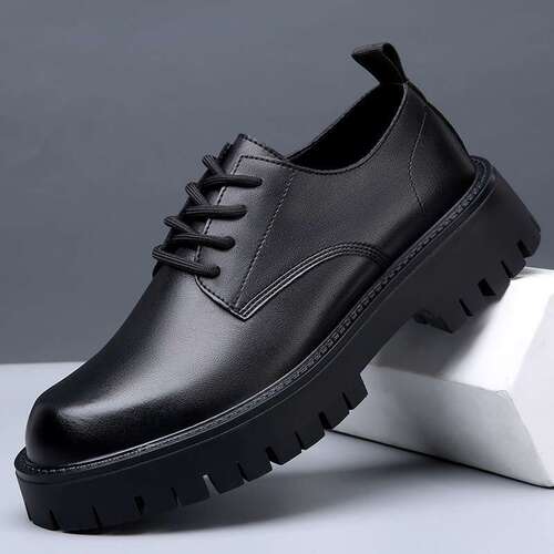 Bestselling Calfskin Leather/Soft Sole and Upper/Thick Sole and Heel Autumn Casual Derby Shoes
