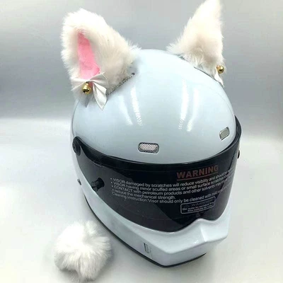 Ear Riding Gear, Motosiklet dəbilqələri - white-pink-bell-tail