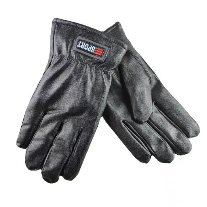 Guantes de cuero para hombres de invierno a prueba de viento, impermeable, guantes de motocicleta caliente, pantalla táctil de invierno