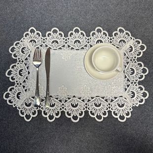 European-style white lace placemat simple fashion wedding table decoration bark pattern fabric plate mat western placemat wholesale