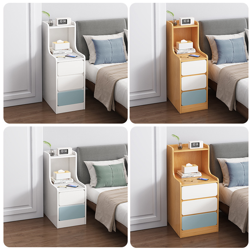 Mayor mesita de noche simple moderno Mini pequeño ultra estrecha mesita de noche dormitorio cama de almacenamiento lado pequeño estante de almacenamiento de gabinete