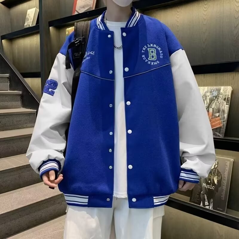 宽松春秋夹克外套男麂皮绒设计感飞行员潮牌棒球服男ins美式小众