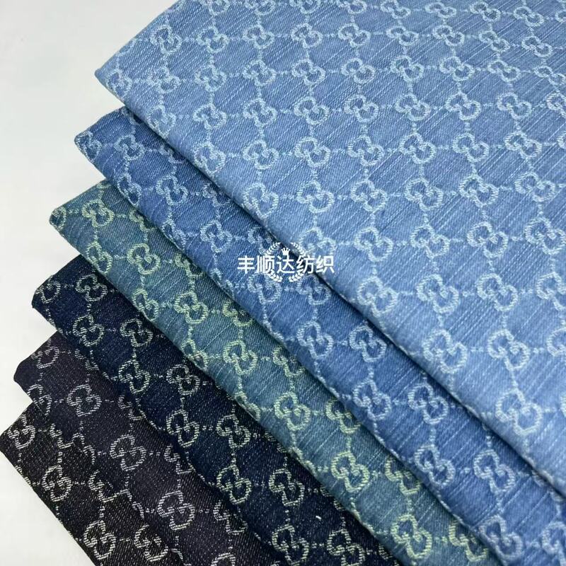 Trendy Bamboo Jacquard Washed Denim Fabric for Pants, Jackets, Skirts, Bags, Hats, Shoes Wholesale