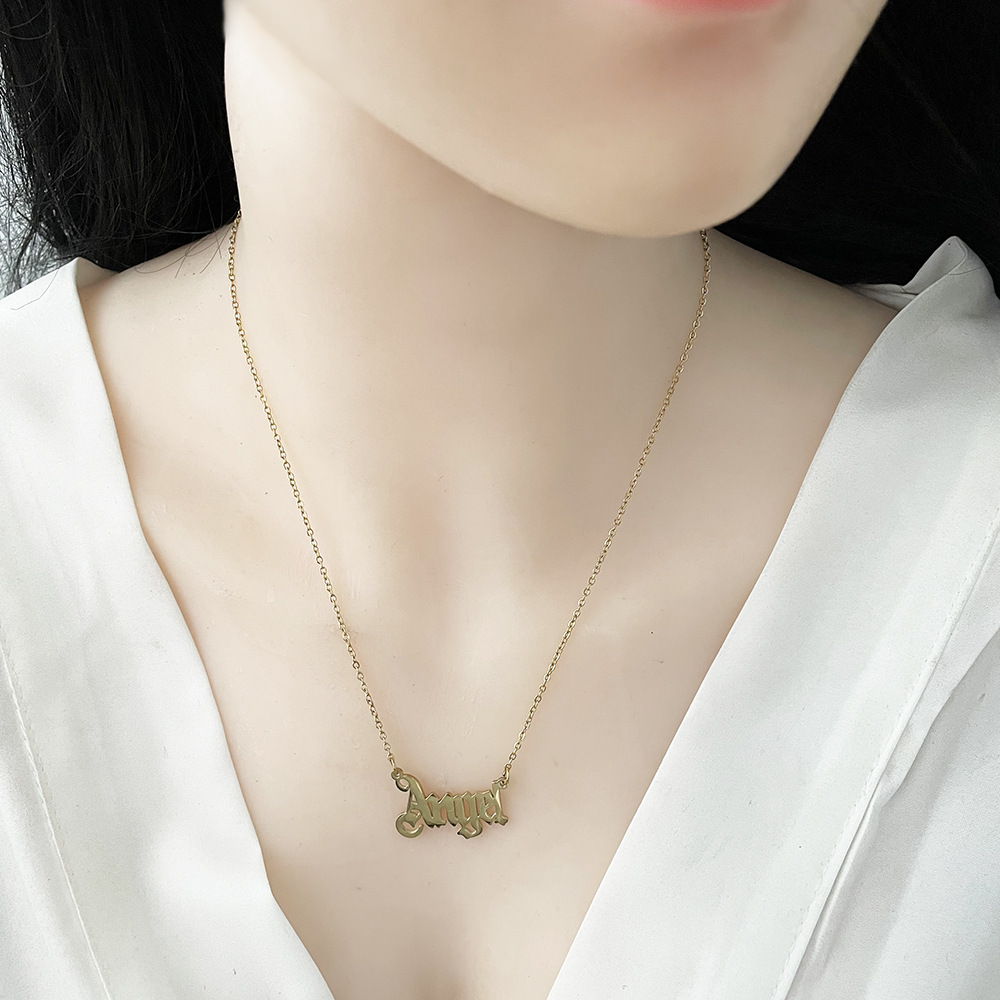 Edelstahl Engel englischer Buchstabe Anhnger koreanischen Stil Halskette Grohandel Schmuck Nihaojewelrypicture1