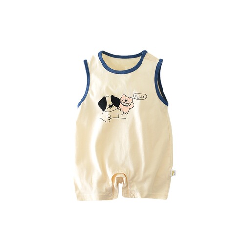  Korean style baby jumpsuit new cartoon print summer male and female baby cotton thin section sleeveless short jumper