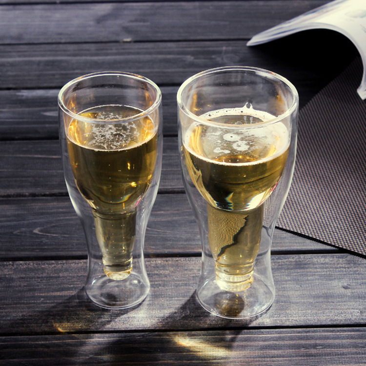 Cute cartoon bear cup, high borosilicate glass double-layer cup, colorful transparent insulation household drinking coffee cup