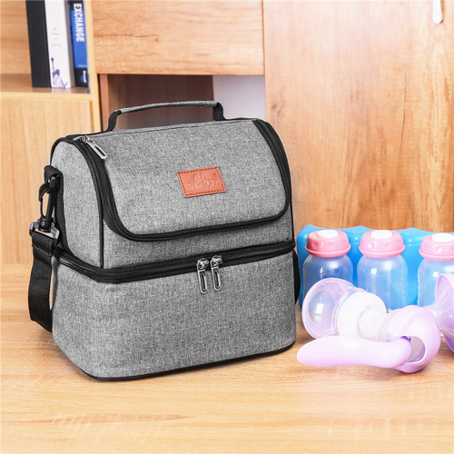 Cross-border special supply of double-layer insulation bag, aluminum foil insulation lunch bag, double-layer ice bag, dry and wet separation, fresh-keeping milk bag