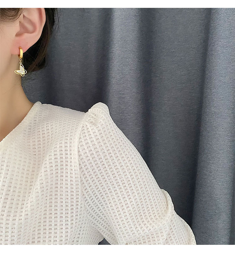 Daily Occasion Titanium Steel Material Butterfly Pattern 1 Pair Simple Style Butterfly Titanium Steel Plating Earrings