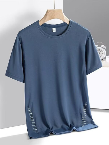 Summer Short-sleeve Ice Silk Seamless Men's High-end Jin Amine Quick-dry Casual Collared T-shirt Men's Top