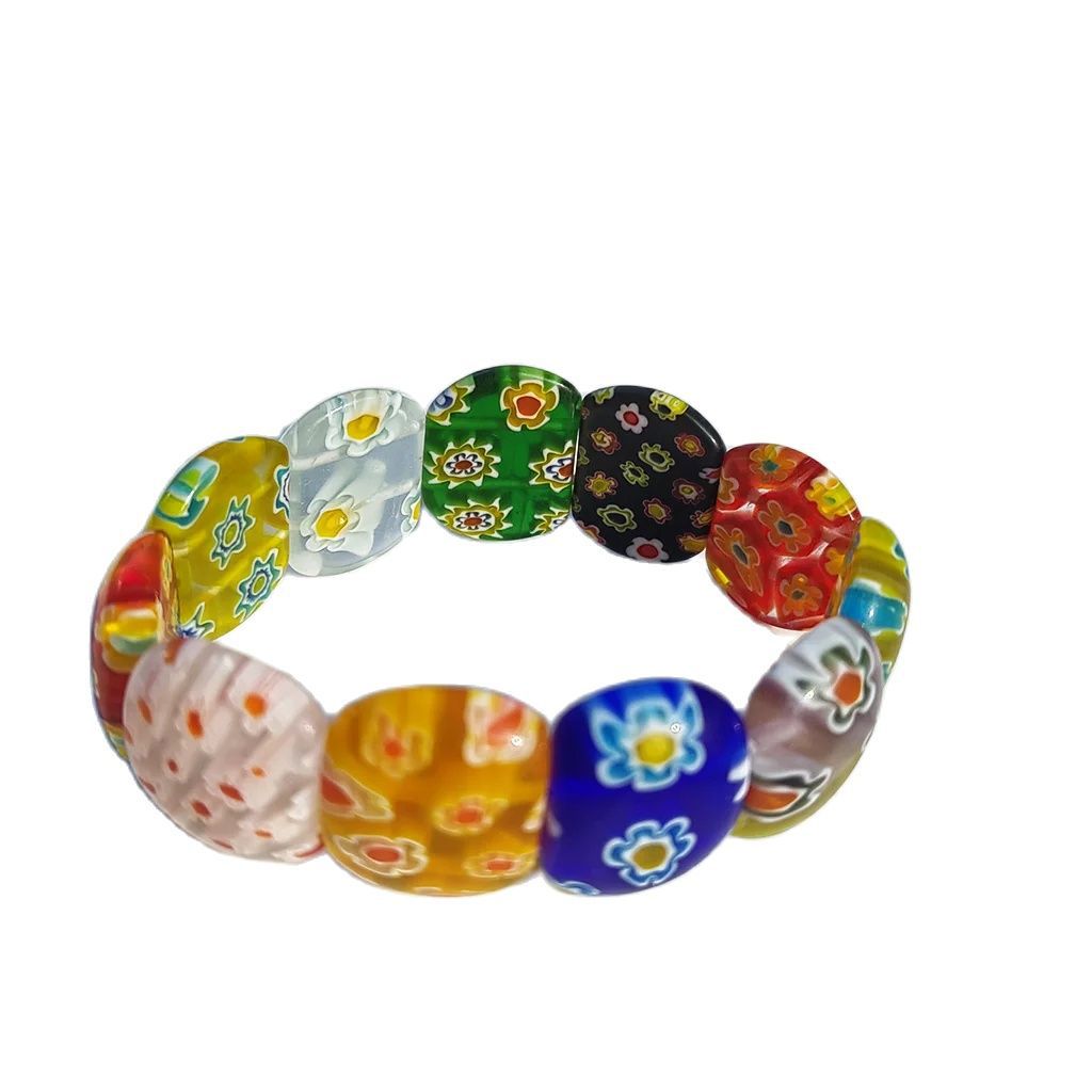 50g Weight Stretch Adjustable Clasp Closure Type Bracelets Classification glass Chain Material 1 Piece Quantity Daily Occasion glass Material Round, Flower Pattern All Seasons Season Women's Gender Handmade Design Pastoral Style Pastoral Round Flower Glass Stretch Adjustable Beaded Bracelets Wholesale 5