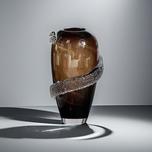 Modern Light Luxury Living Room, Restaurant, Hotel Model Room Desktop Ornaments Amber Glass Vase Matchinging Set