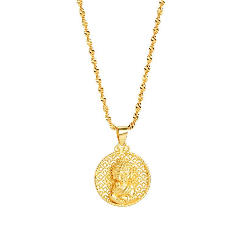 Nuevo colgante de oro de arena de estilo chino antiguo, marca de Buda de la marea nacional Tathagata colgante auspicioso temperamento masculino y femenino, joyería chapada en oro de cobre al por mayor