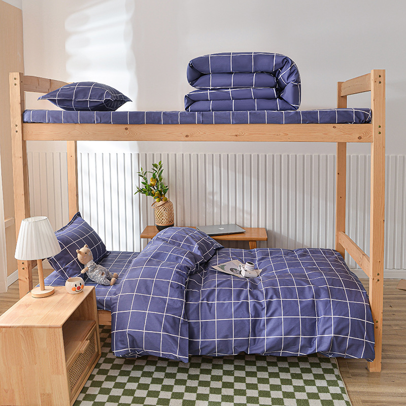 Juego de sábanas y funda nórdica de tres piezas, sábana ajustable de clase A, cama individual de dormitorio de algodón puro, ropa de cama escolar, ropa de cama para estudiantes