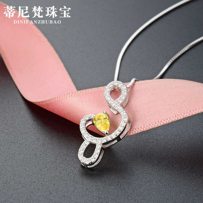 Estilo japonés y coreano s925 plata ZIRCON diamante colgante estilo simple elegante cristal accesorios clavícula cadena collar de mujer