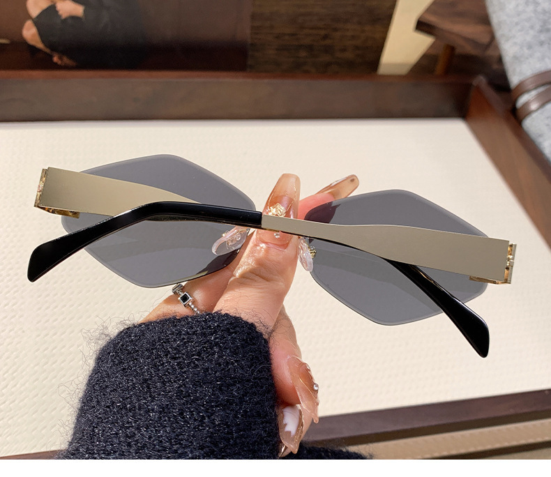 Polygon Glasses Style Elegant Simple Style Solid Color PC UV400 Protection Polygon Frameless Women's Sunglasses