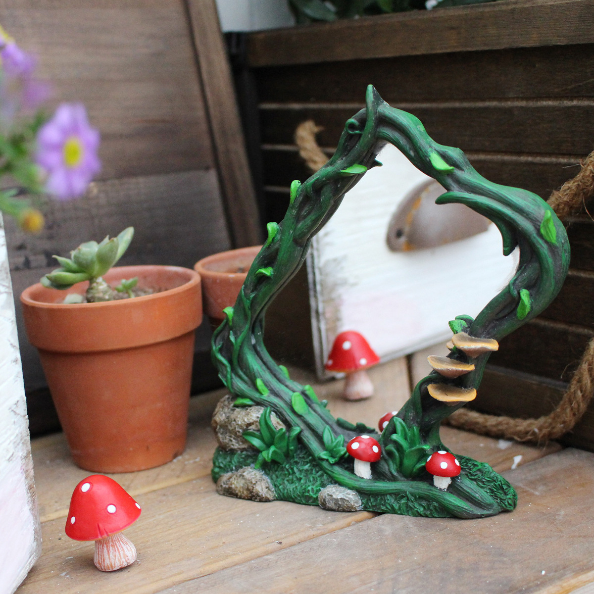 Cross Mirror Hot Selling Resin Tree Vine Square Makeup Mirror Home Tree Vine Elements Mirror Ornaments Bedroom Decoration Housewarming Ceremony