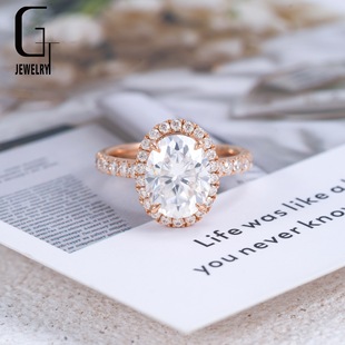14K Rose Gold Dove Egg 1.5 Carat Moissanite Women's High-End Ring for Proposal and Wedding Anniversary Gift