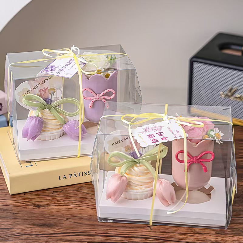 Celebridad de Internet 2025 Día de la madre Taza de tulipanes Decoración de pasteles Madre de hadas Tarjeta de vacaciones Taza de papel Vestido para hornear