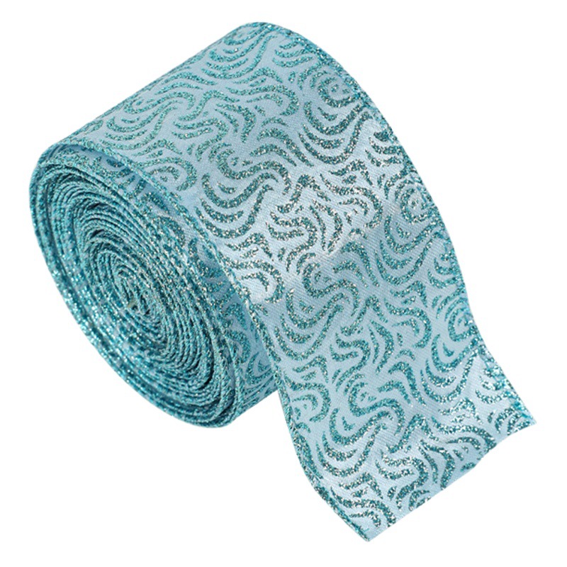 Navidad nuevo 6,3 cm arco azul ELK patrón imitación Lino cinta hierro alambre borde DIY arco cinta